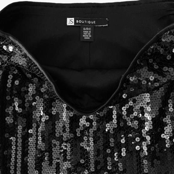 JS‎ Boutique Black Sequin Straight Skirt Formal Party Corpcore Sparkle & Shine - Picture 3 of 5